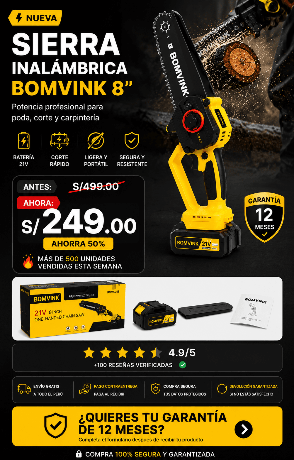 Sierra Inalámbrica BOMVINK 8" - Oferta Premium 1